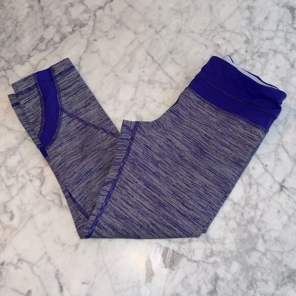 lululemon athletica Pants - LULULEMON PURPLE STRIPE CROP 4